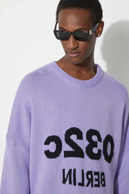 032C wool jumper Selfie Sweater men’s violet color SS24-K-1011