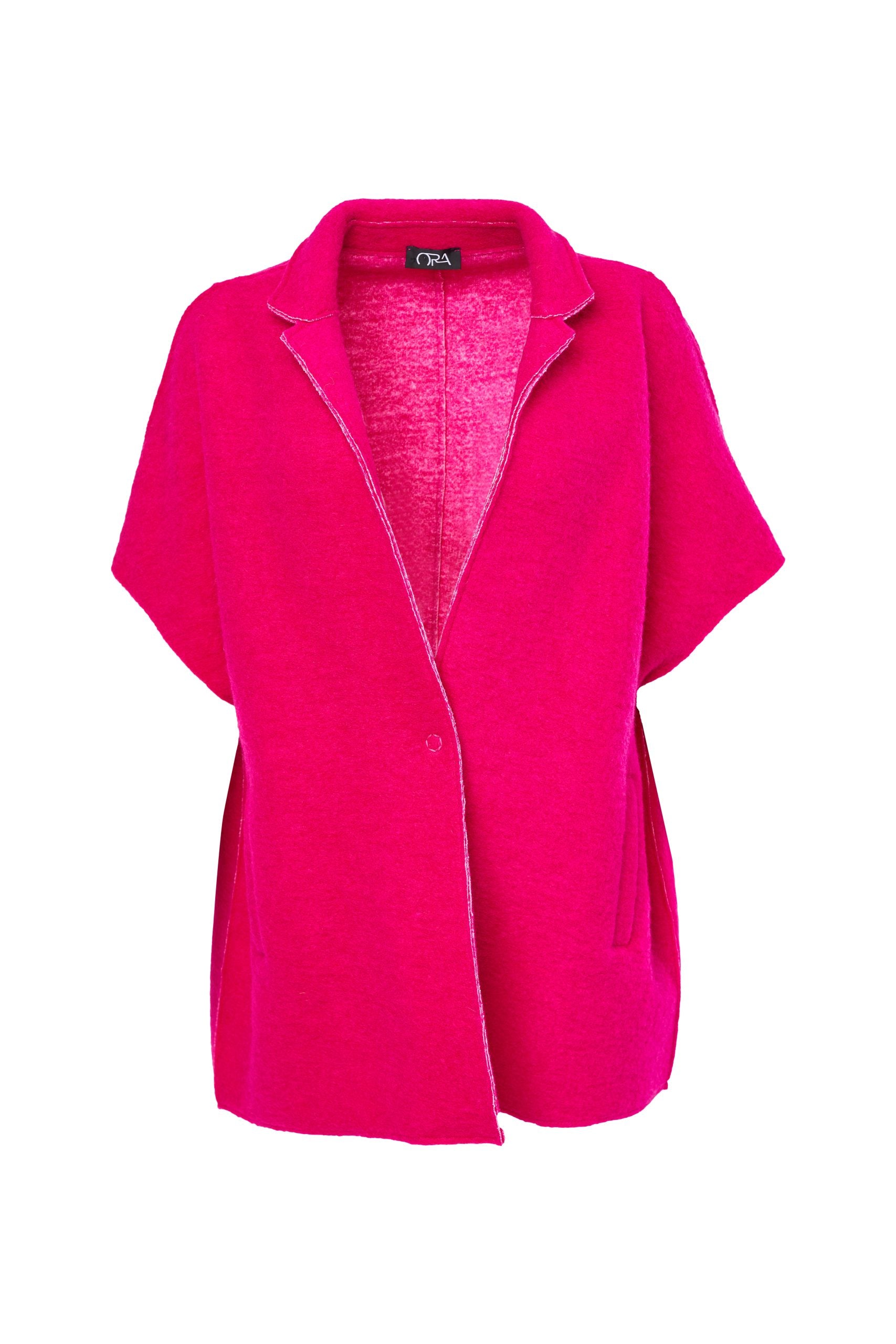 145- Ora Boiled Wool Jacket- Hot Pink