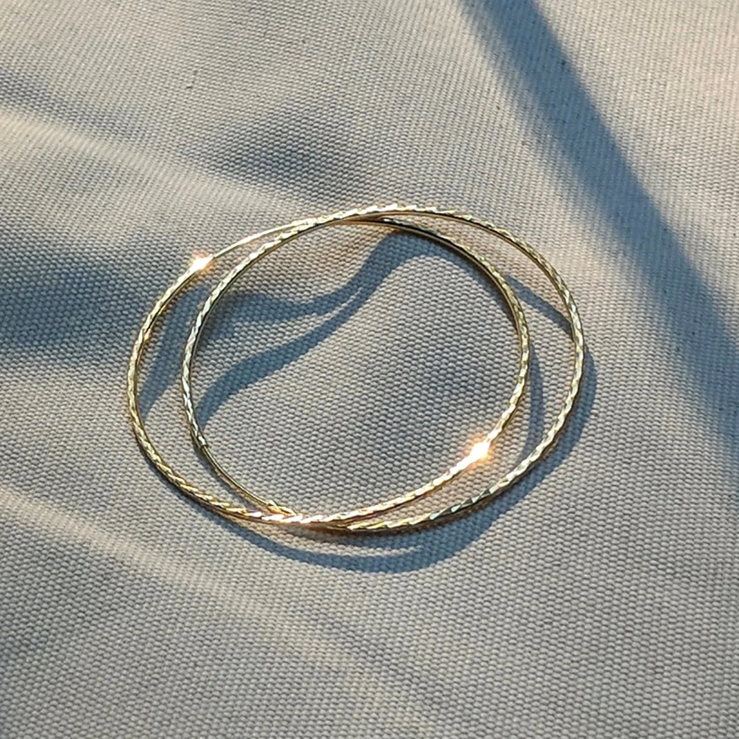 14k Large Gold Sparkle Hoop Earrings