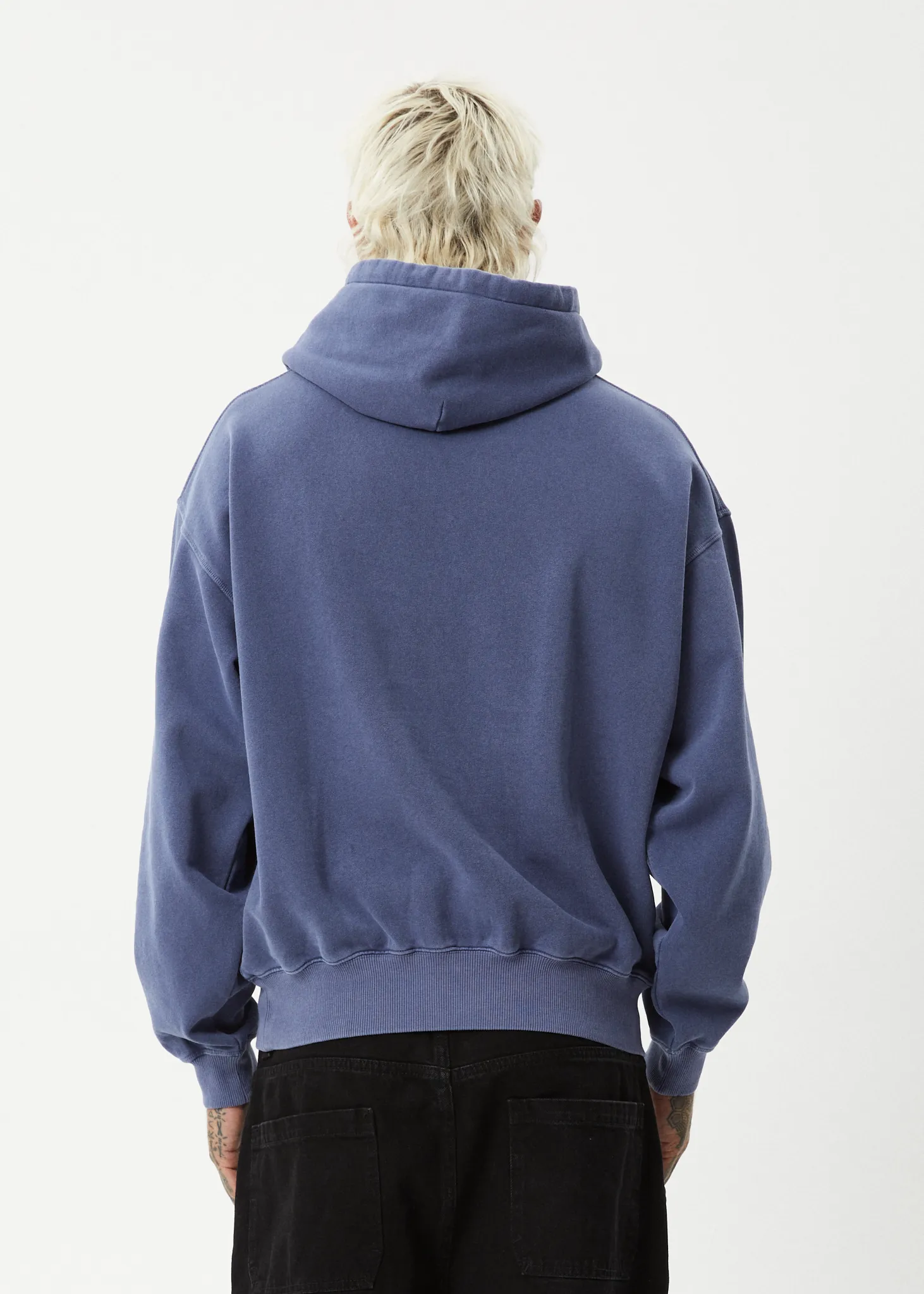 AFENDS Mens Screwed - Boxy Pull On Hood - Washed Marlin