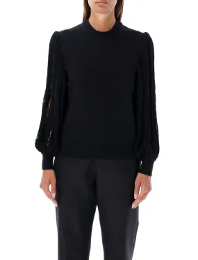 ALAIA Relaxed Fit Tassel Crewneck Knit Sweater - Size 36