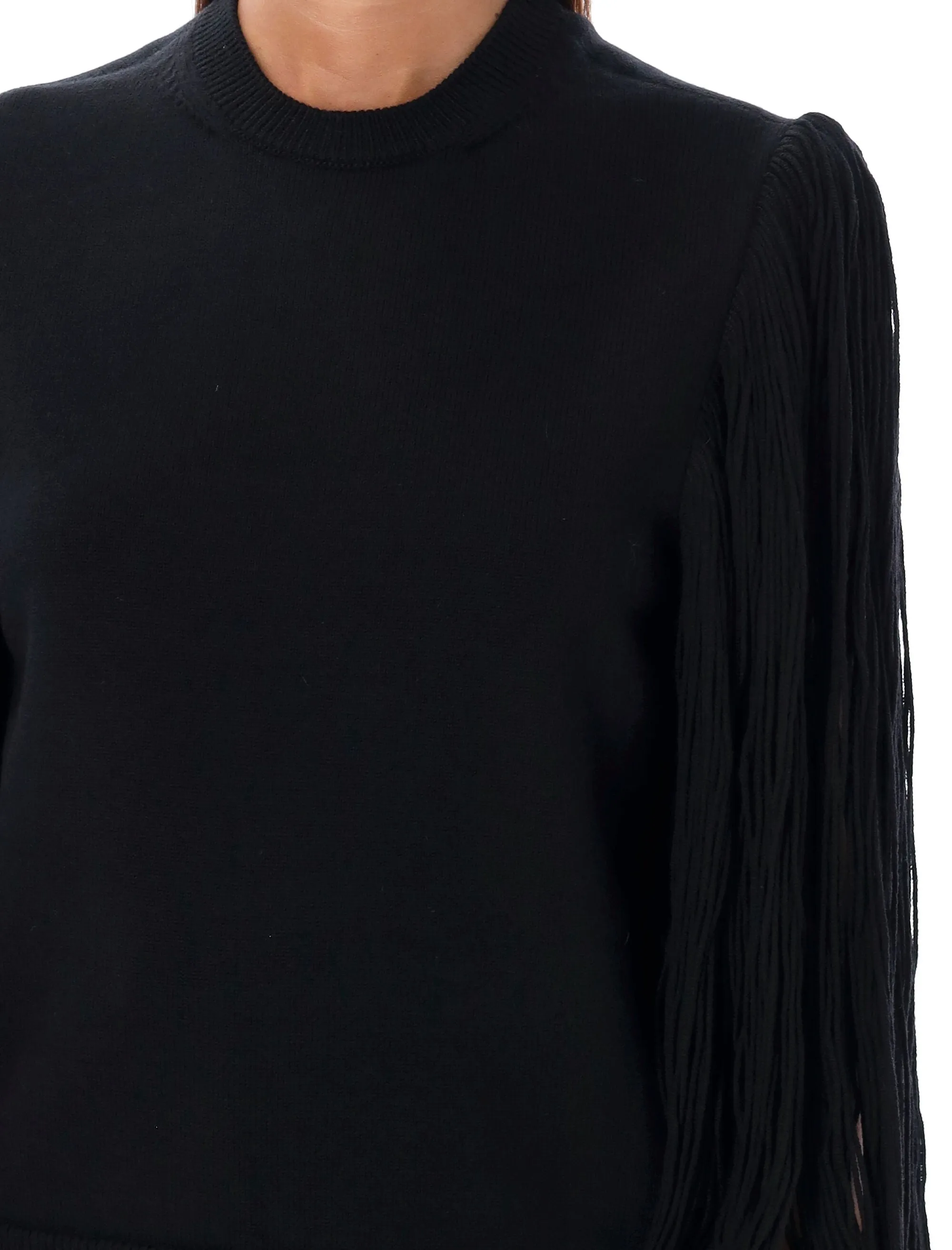 ALAIA Relaxed Fit Tassel Crewneck Knit Sweater - Size 36