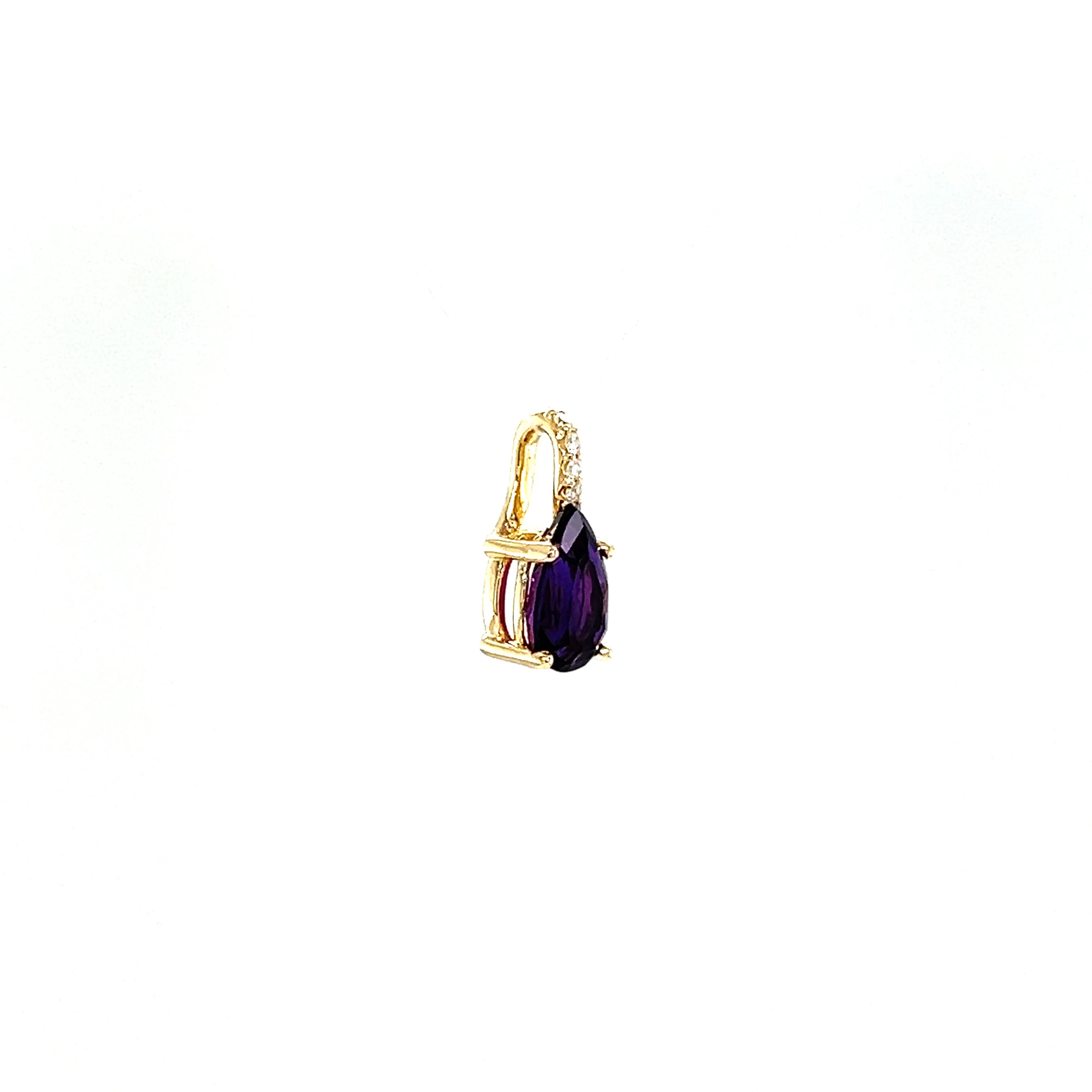 Amethyst Pendant with Diamond Accents in 14K Yellow Gold