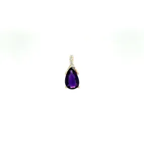 Amethyst Pendant with Diamond Accents in 14K Yellow Gold