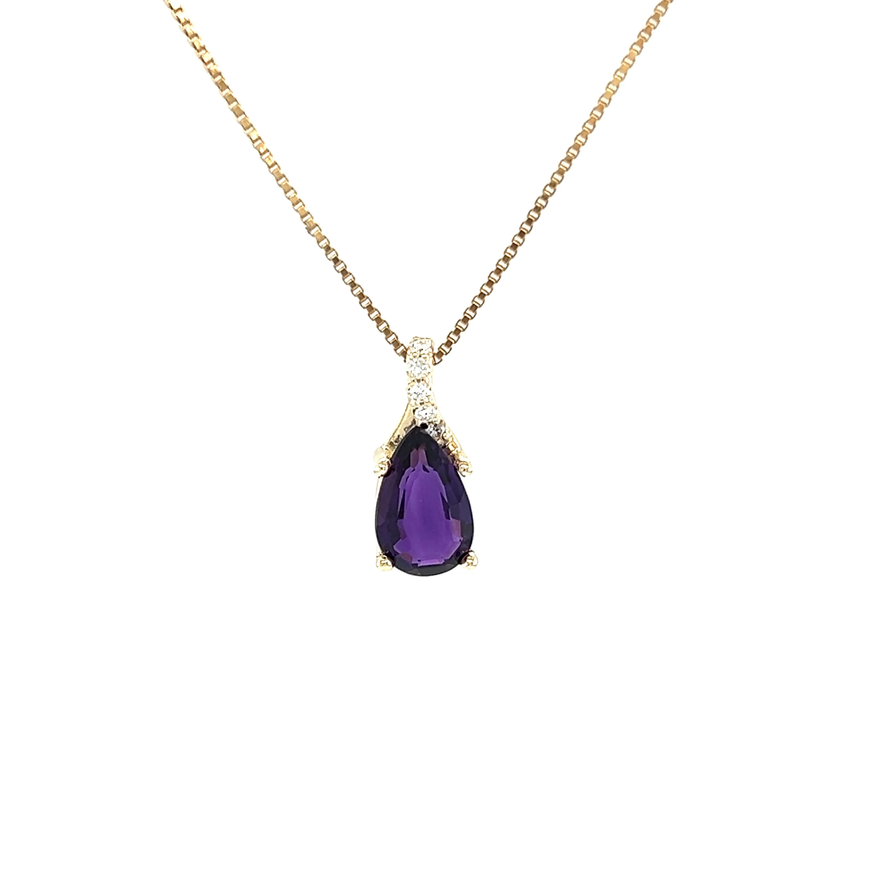 Amethyst Pendant with Diamond Accents in 14K Yellow Gold