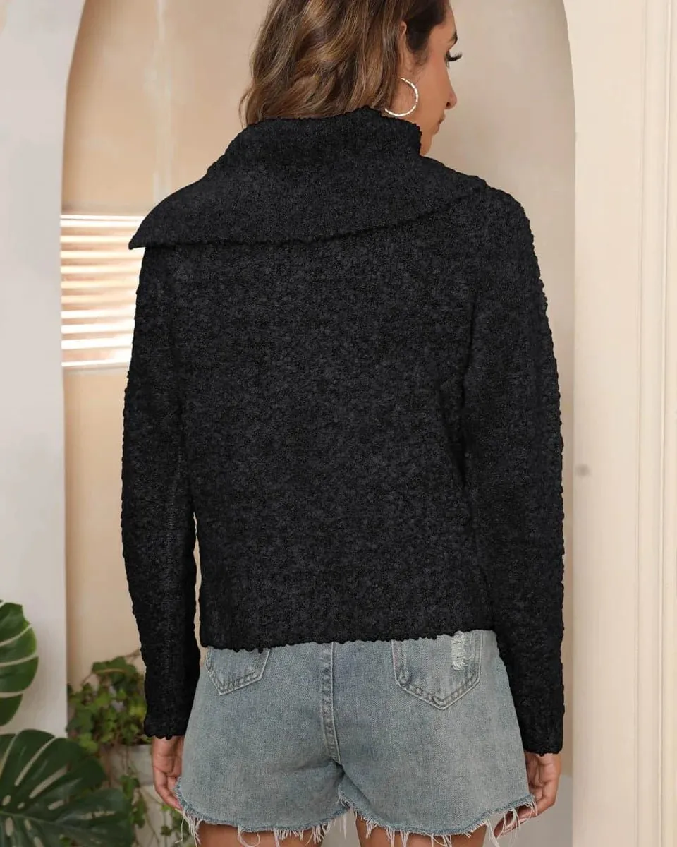 Asymmetric Collar Pullover Sweater