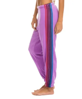 Aviator Nation 5 Stripe Sweatpant in Neon Purple