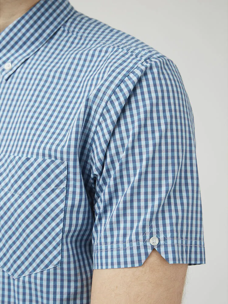 Ben Sherman - Signature Gingham Short Sleeve Shirt - Blue Denim