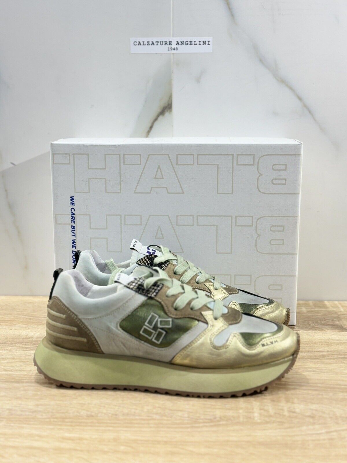 B.L.A.H Sneaker Donna Casual Pelle Verde Modello Luisa 40