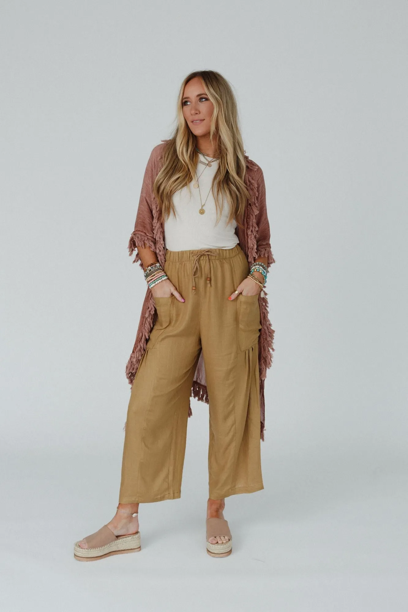 Boardwalk Nights Wide Leg Pants - Camel