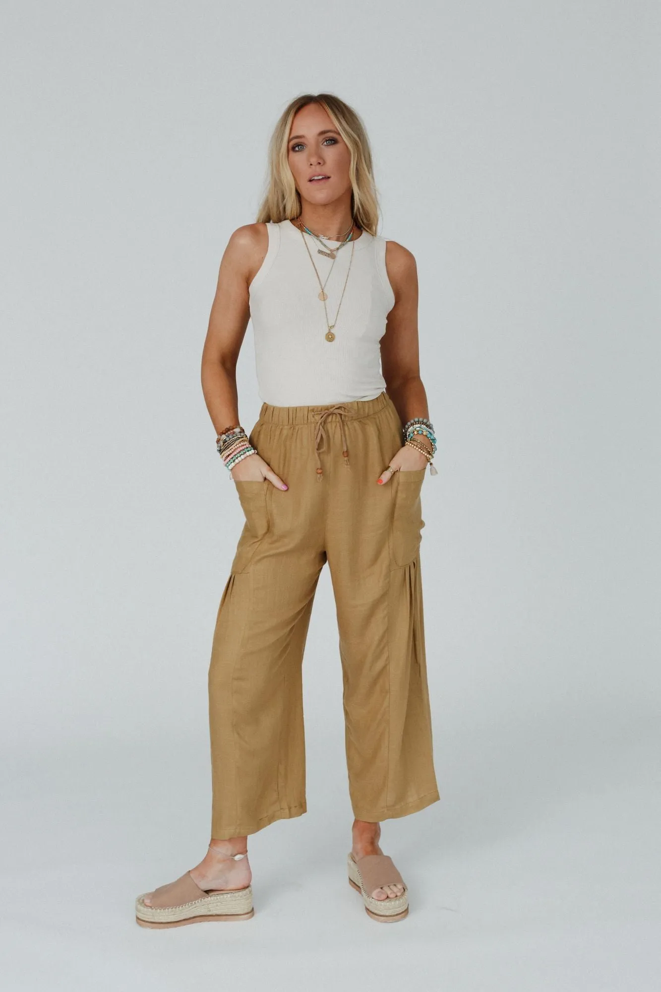 Boardwalk Nights Wide Leg Pants - Camel