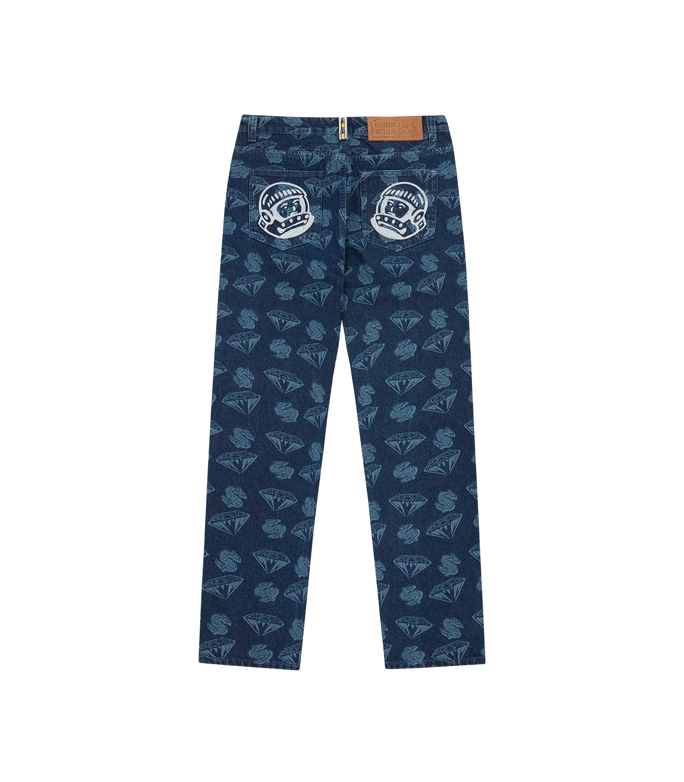 DIAMONDS & DOLLARS PRINTED DENIM PANTS - INDIGO