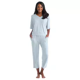 Dream Relaxed V Neck with Capri Lounge Set Softies- Surf