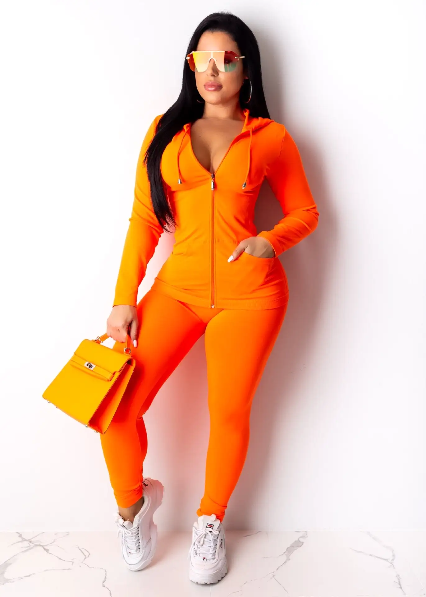 Fashion Hooded Two Piece Set Pants Suit Sportwear Tracksuit Women Outfits