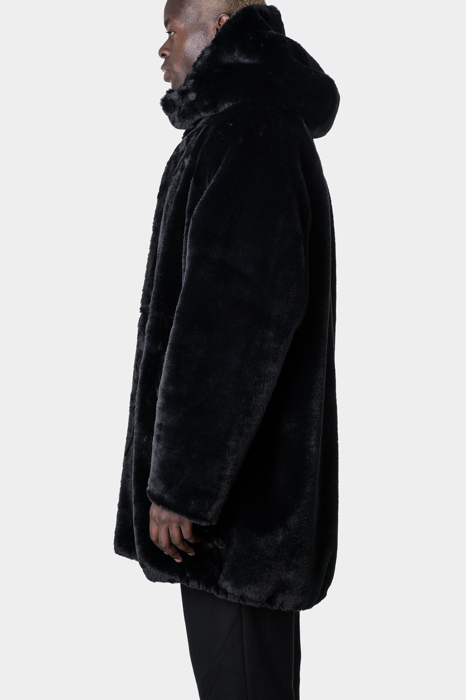 Faux fur oversized hooded coat