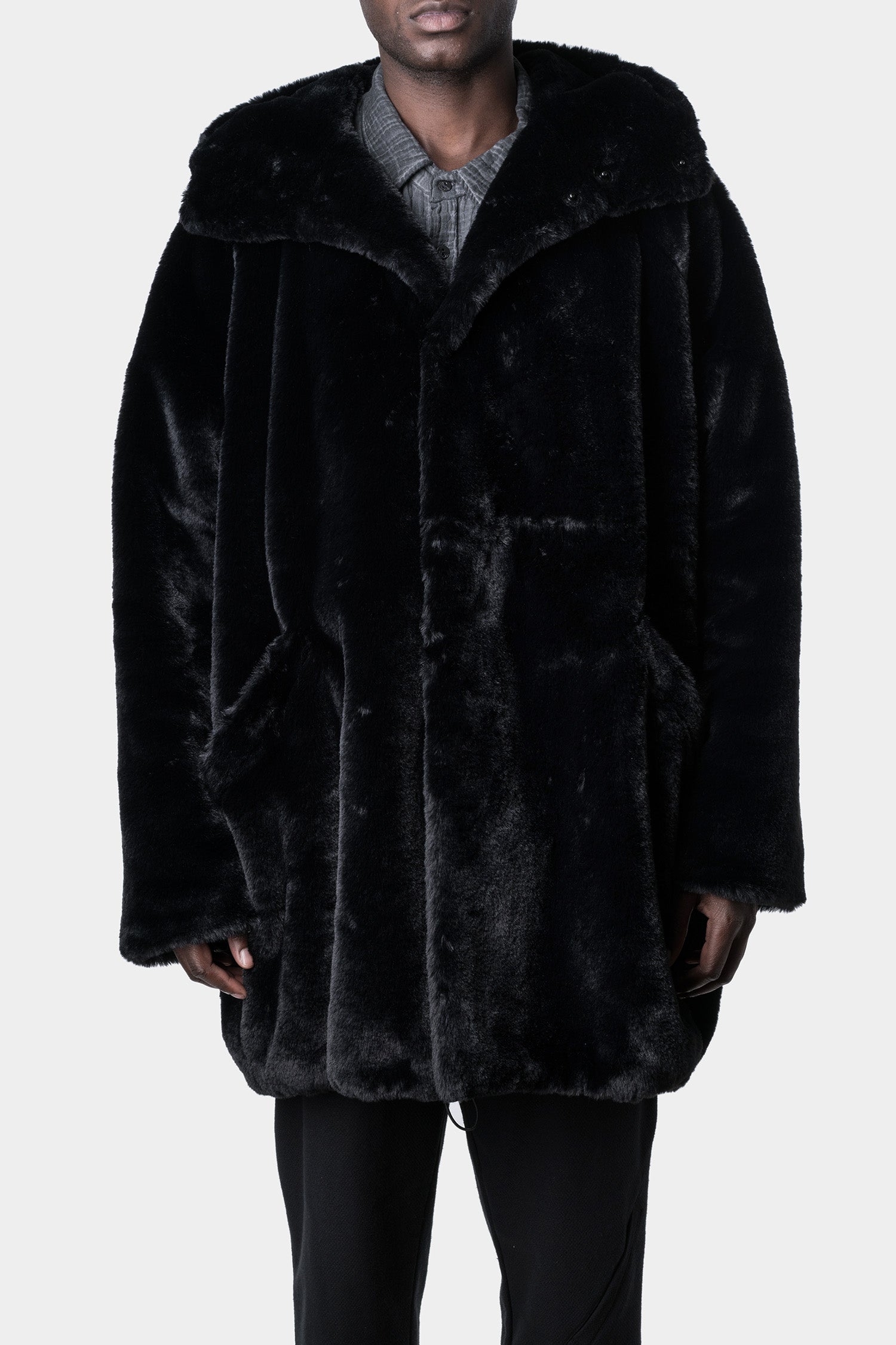 Faux fur oversized hooded coat