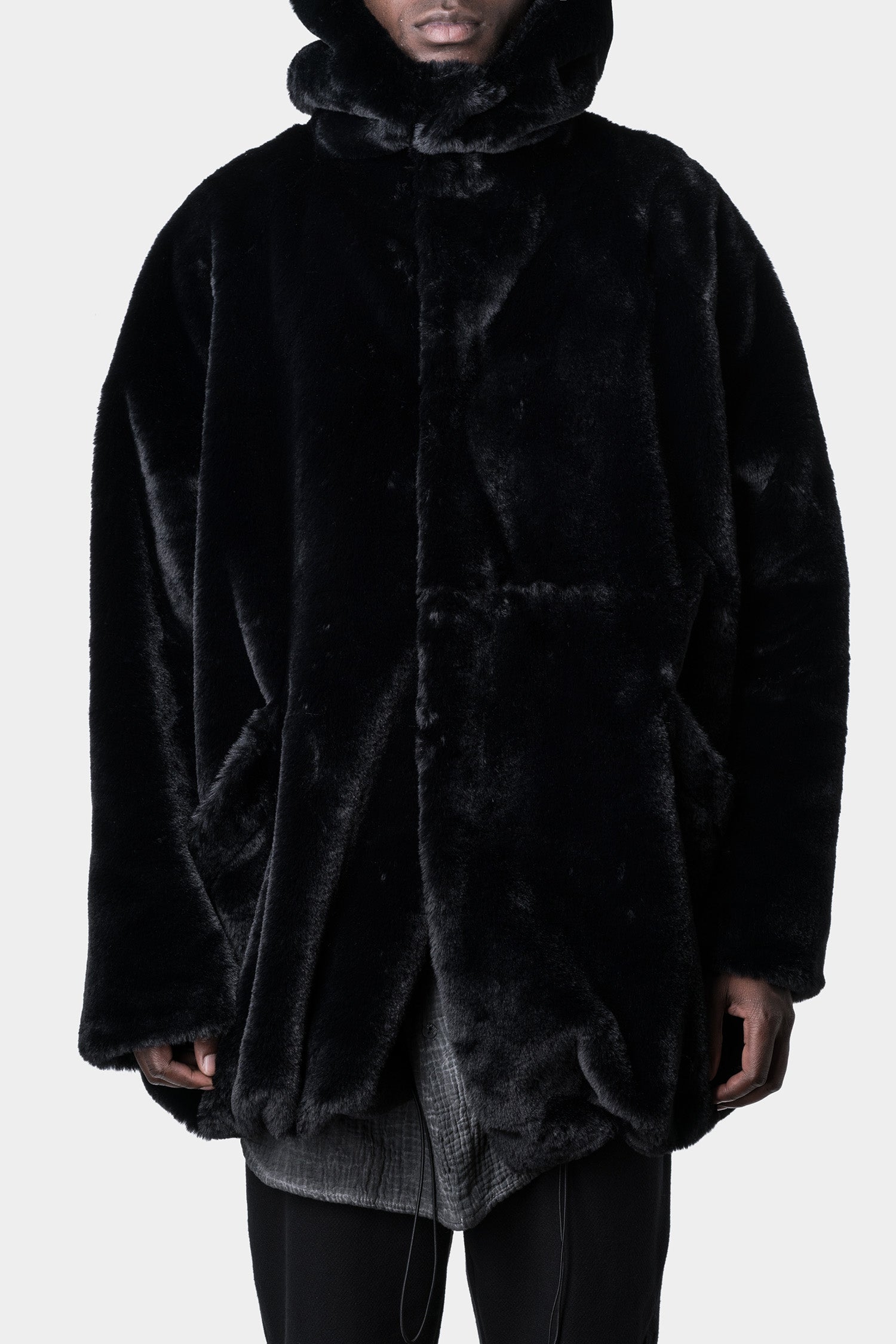 Faux fur oversized hooded coat