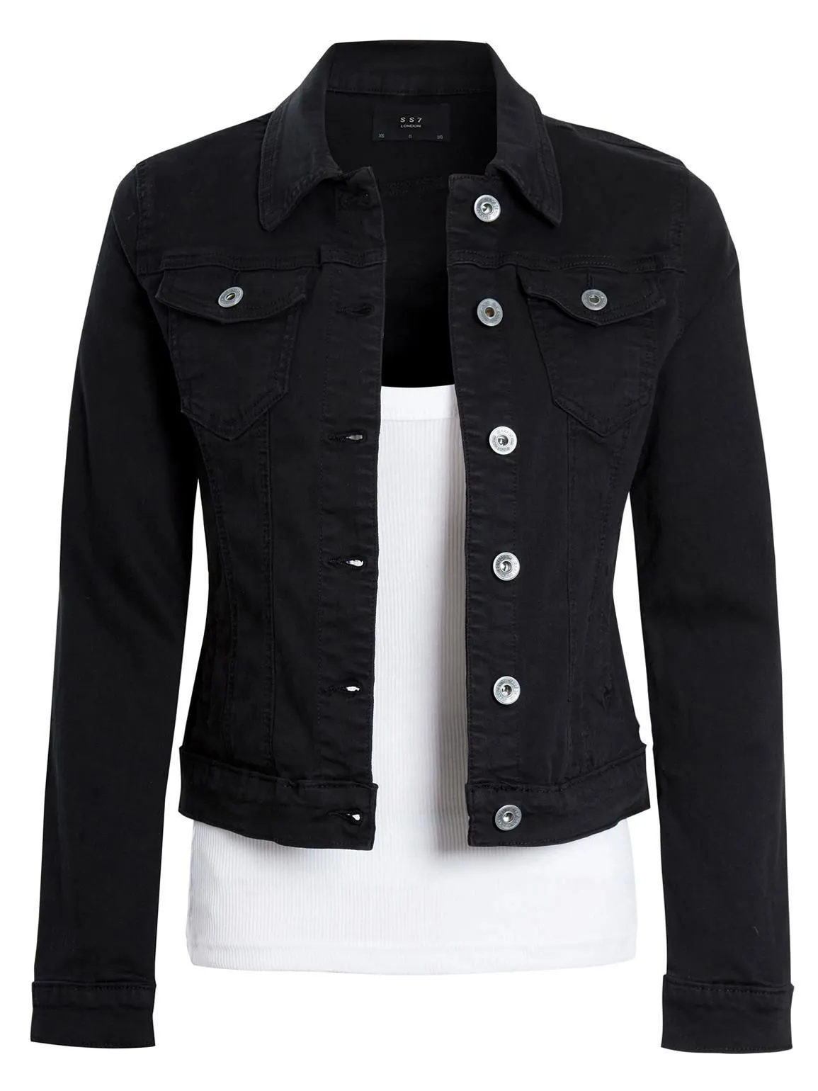 Fitted Denim Jackets, Black, UK Sizes 8 to 16