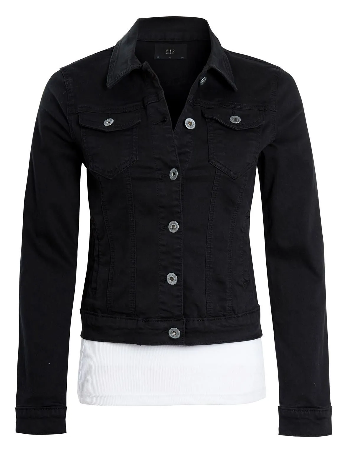 Fitted Denim Jackets, Black, UK Sizes 8 to 16