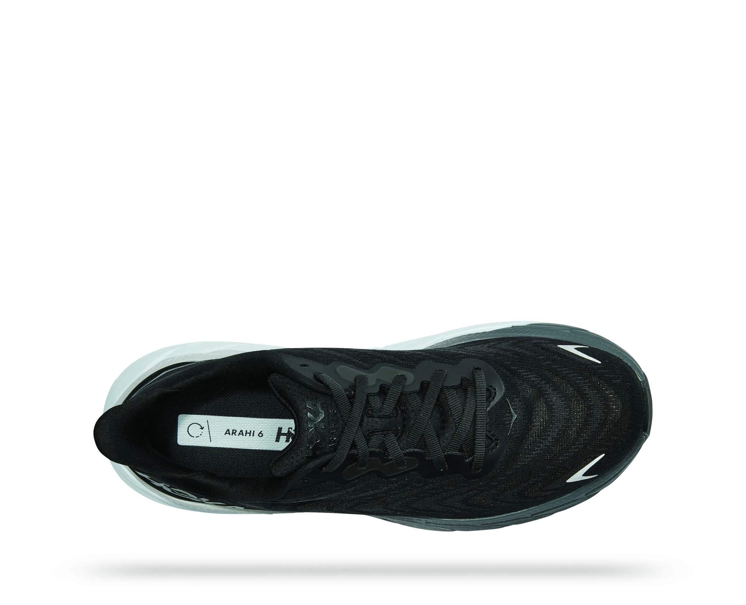 Hoka Mens Arahi 6 Lightweight Support Sneaker- Black White