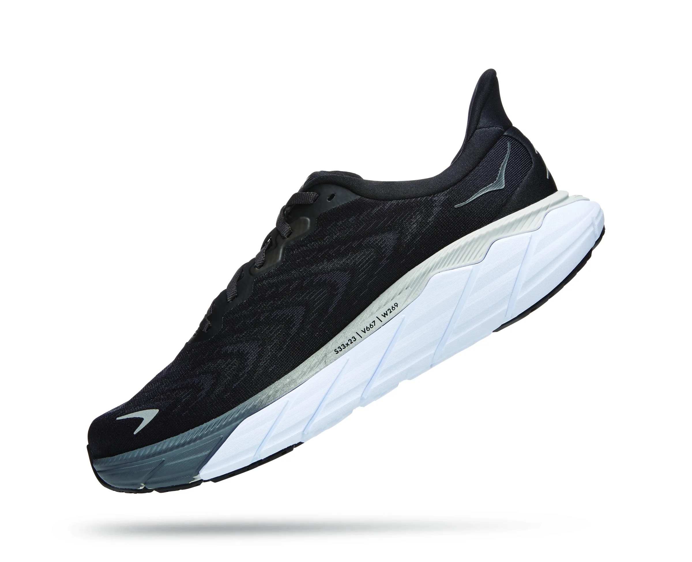 Hoka Mens Arahi 6 Lightweight Support Sneaker- Black White