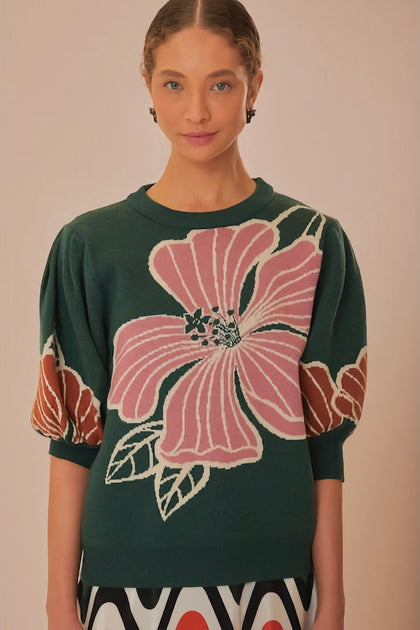 HONOLULU FLOWERS KNIT SWEATER