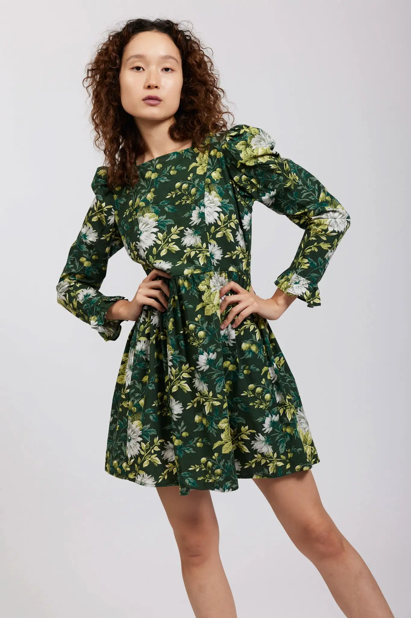 Laura Ashley x BATSHEVA Square Neck Mini Prairie Dress in Rowlands Garden