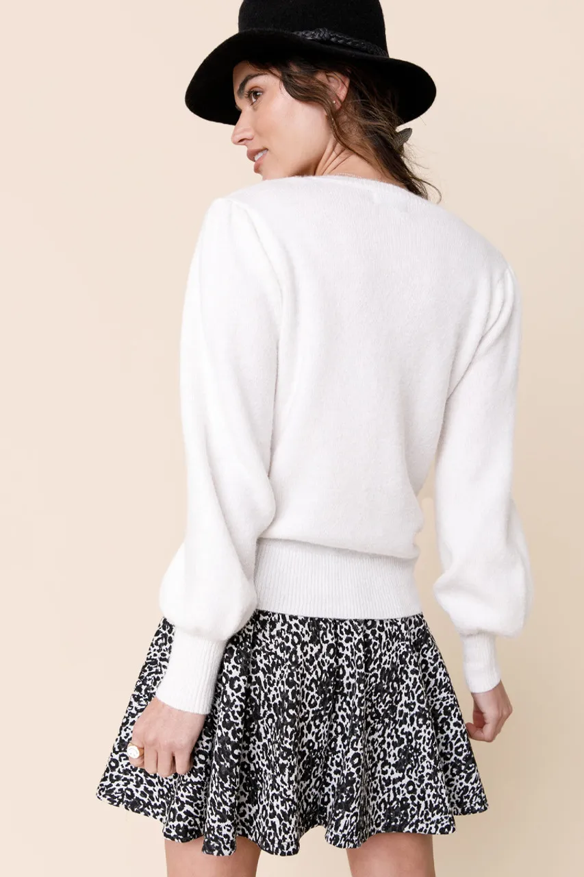 Lena Puff Button Pullover Sweater