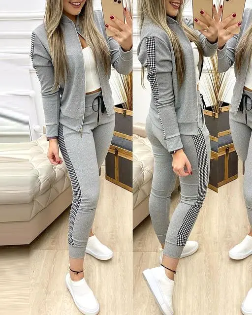 Long Pants Sports Suit Female Sweatshirt Sportswear Suit For Woman