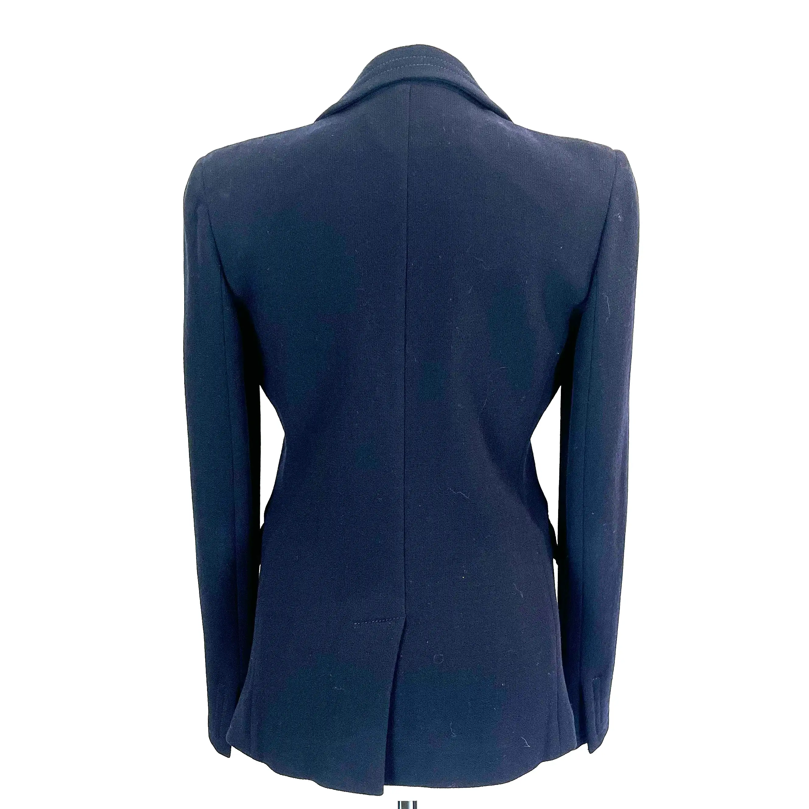 Loro Piana Navy Wool Crepe Topstitched Jacket M