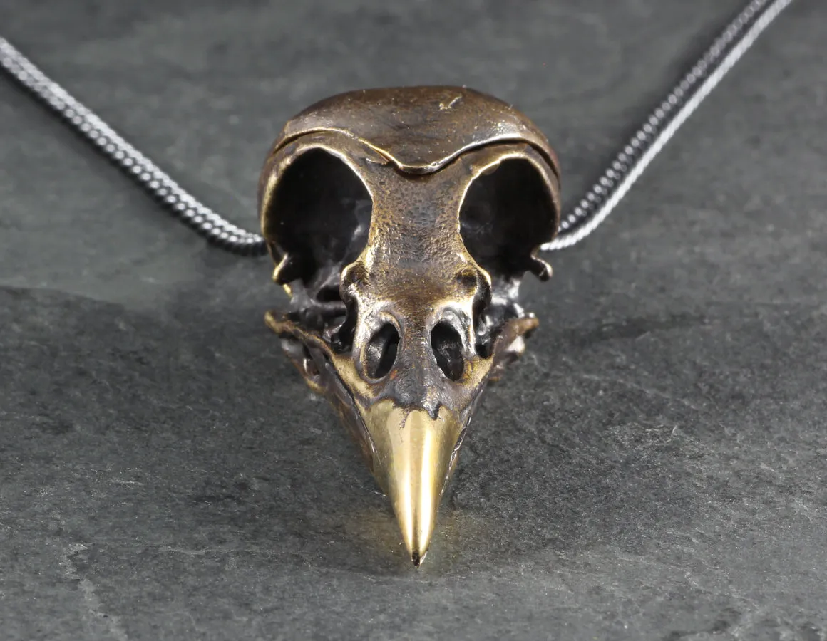 Magpie Skull Locket - Bronze