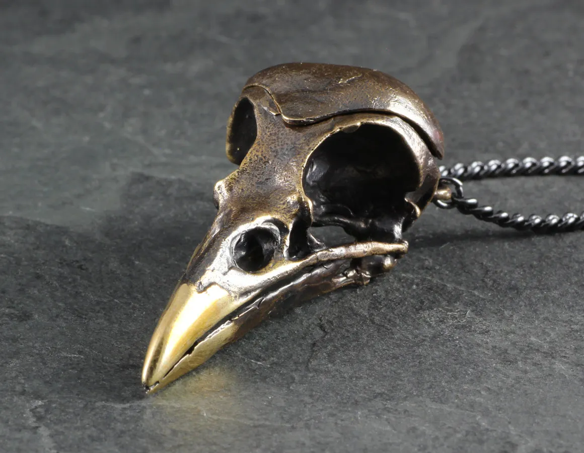 Magpie Skull Locket - Bronze