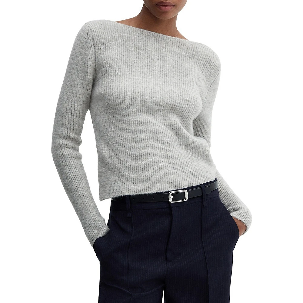 Mango Boatneck Rib-Knit Sweater