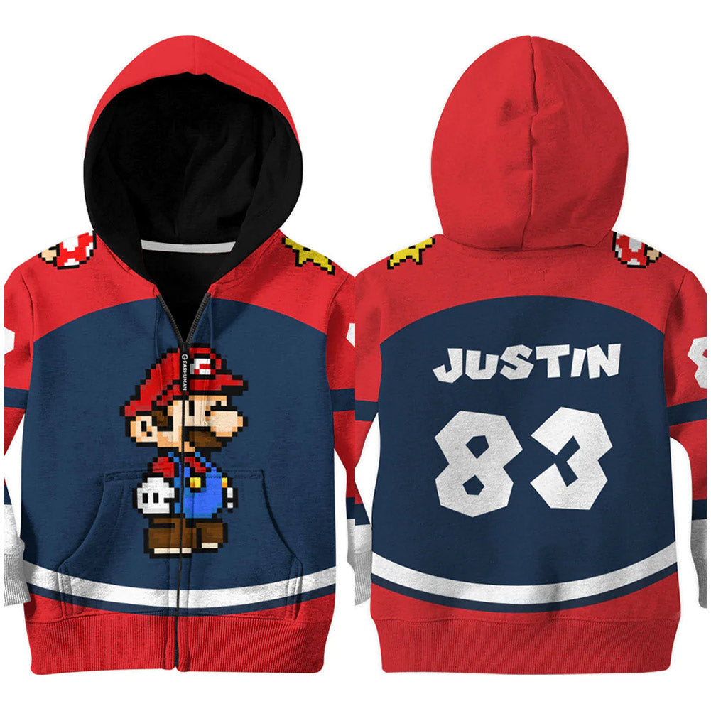 Mario Cosplay Hoodie 3D Printed Hooded Sweatshirt Kids Children Casual Streetwear Pullover