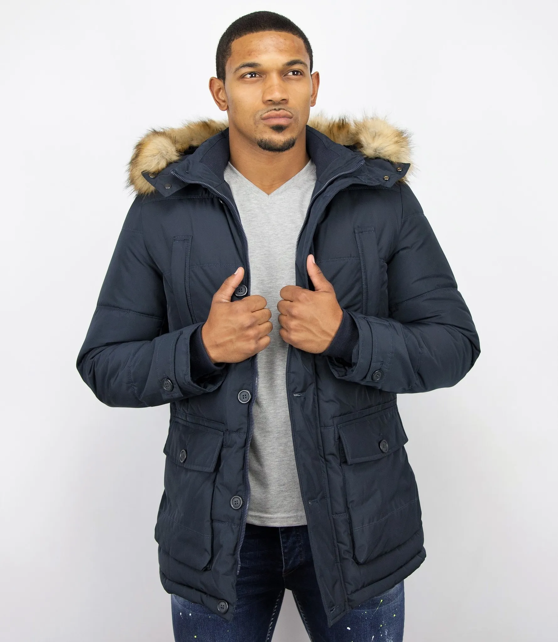 Men's Winter Jackets With Hood Blue |