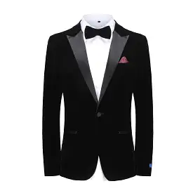 Men's 2-Piece Velvet Birdseye Lapel Slim-Fit Tuxedo With Performance Stretch Pants & Bow Tie