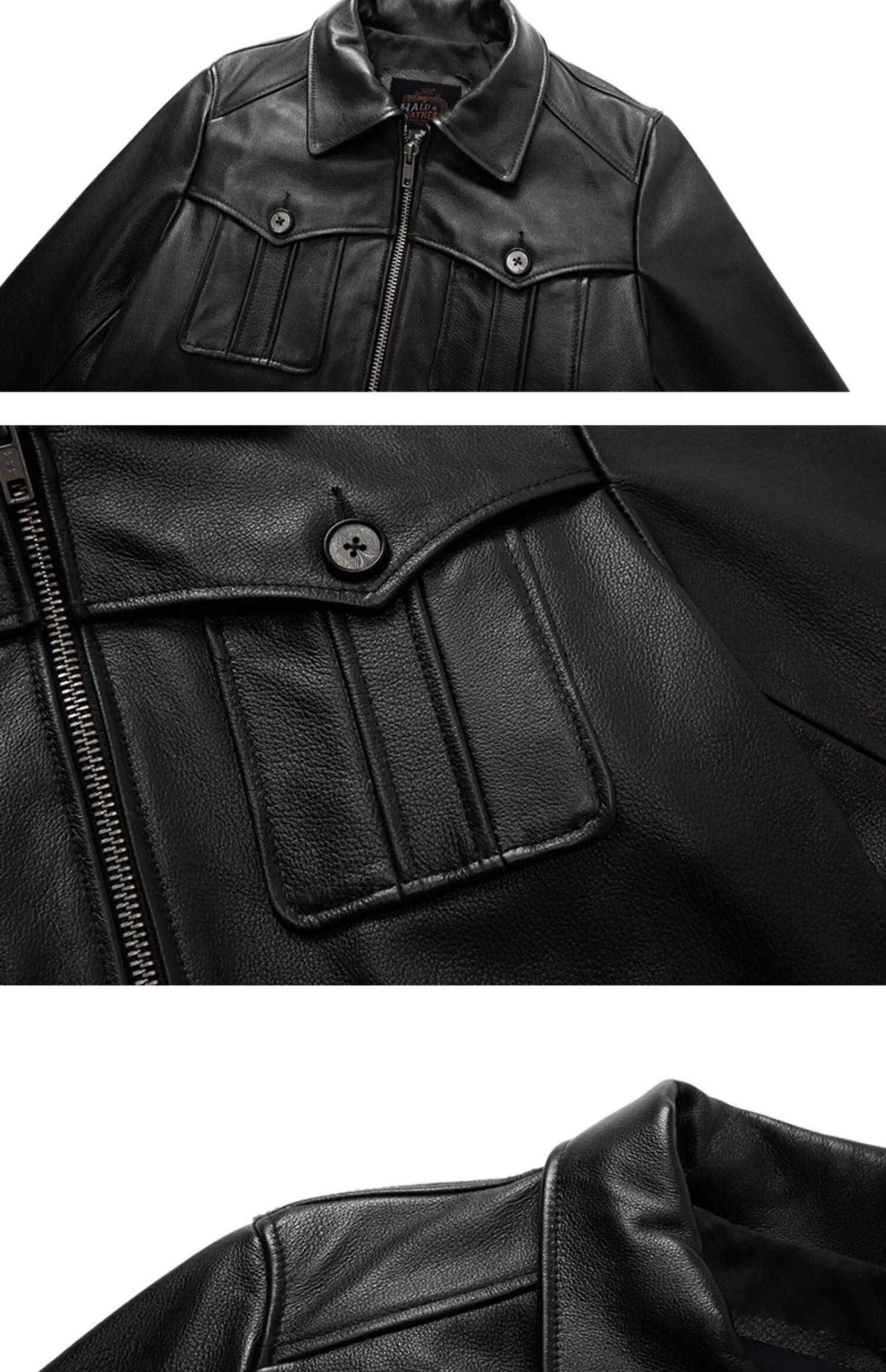 Men's Genuine Cowhide Leather Slim Fit Moto Biker Street Jacket