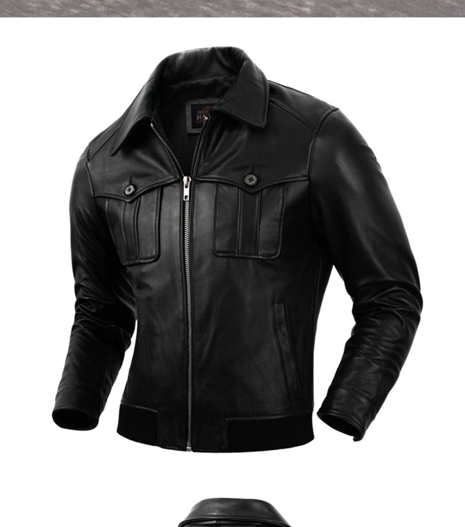 Men's Genuine Cowhide Leather Slim Fit Moto Biker Street Jacket