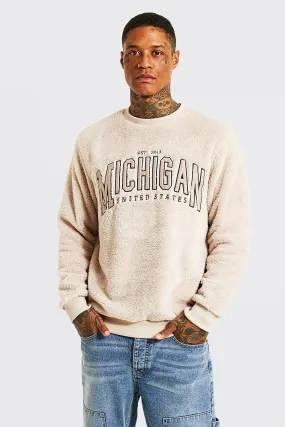 Michigan Embroidered Borg Sweater