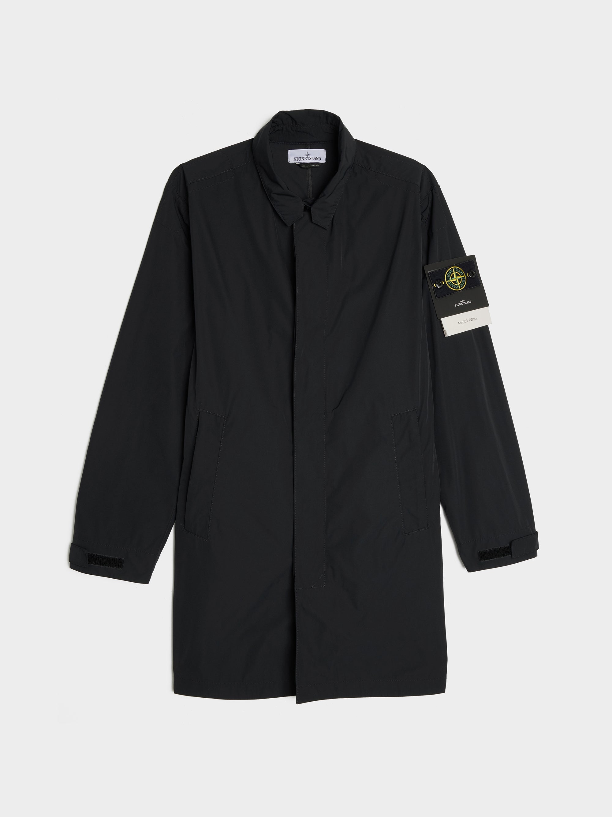 Micro Twill Trench Coat, Black