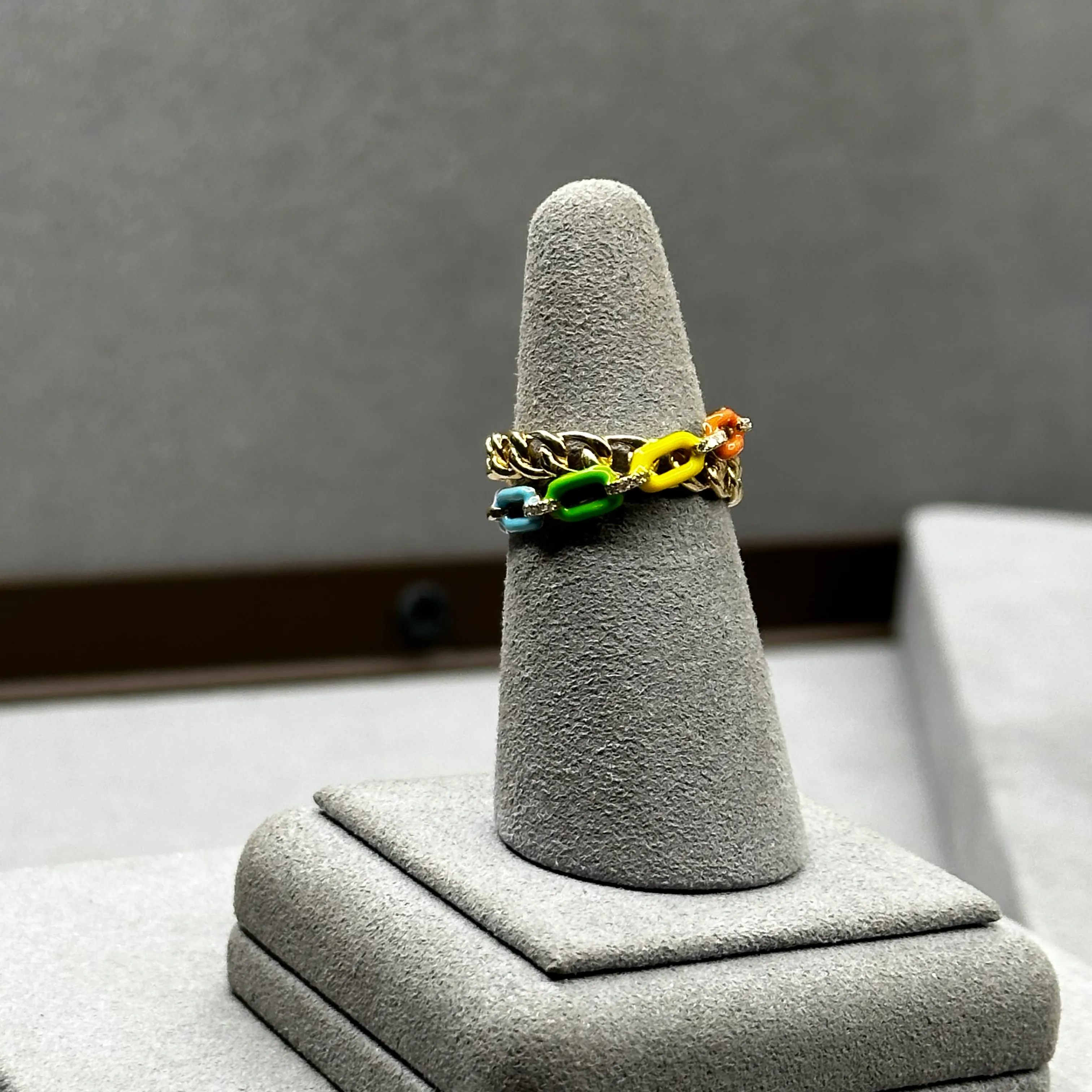 Multicolor Enamel Link Ring