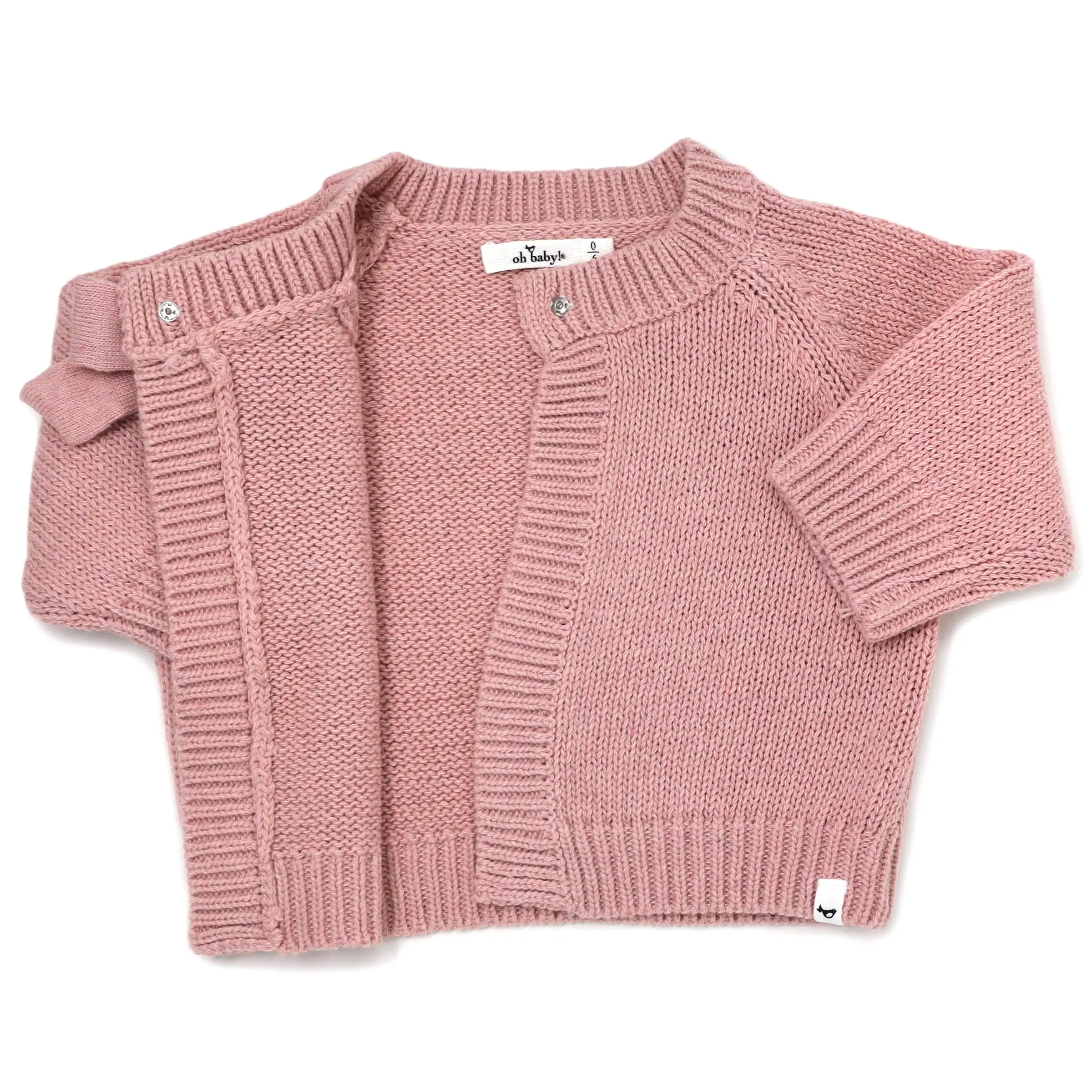 oh baby! Scandi Bow Knit Cardigan - Vintage Rose