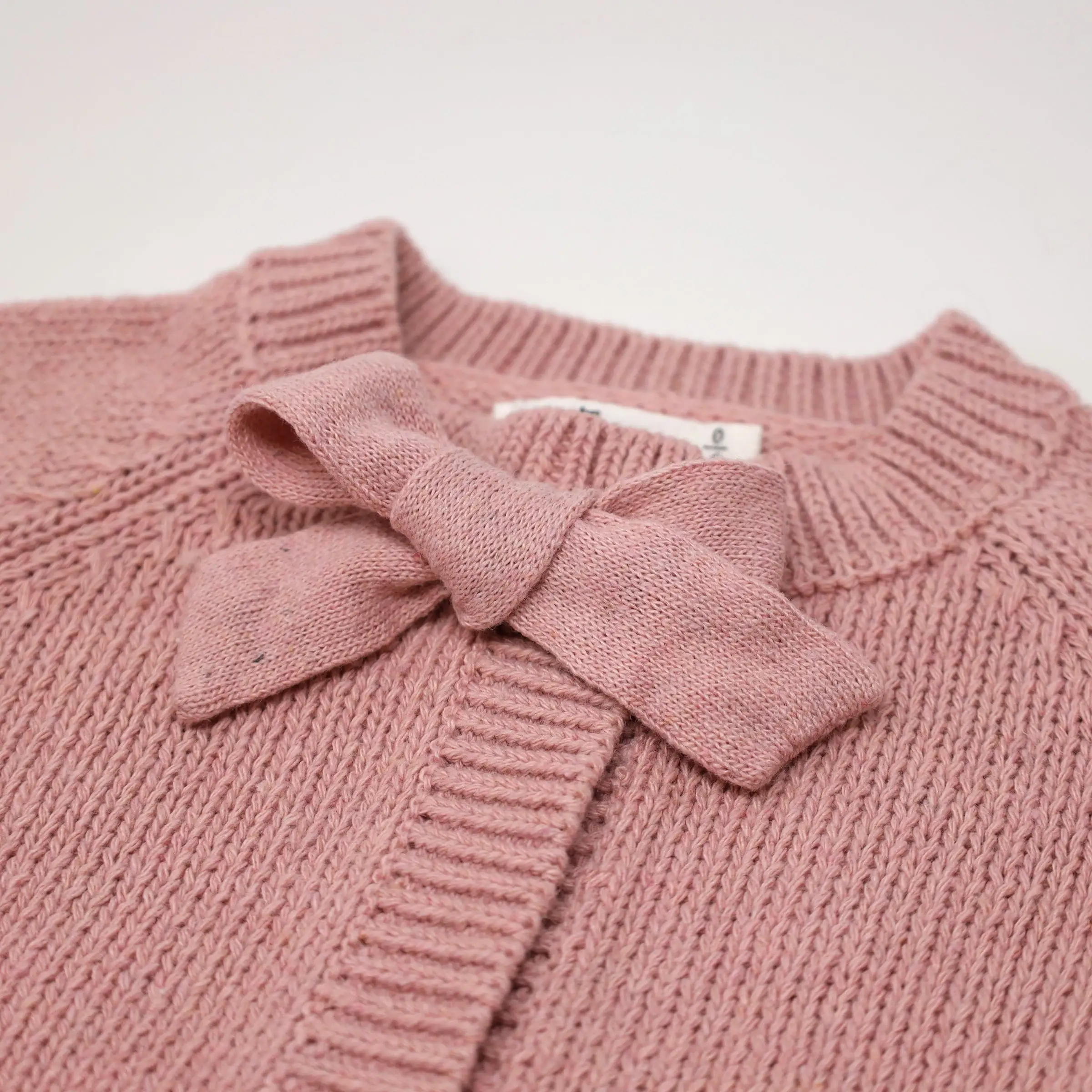 oh baby! Scandi Bow Knit Cardigan - Vintage Rose