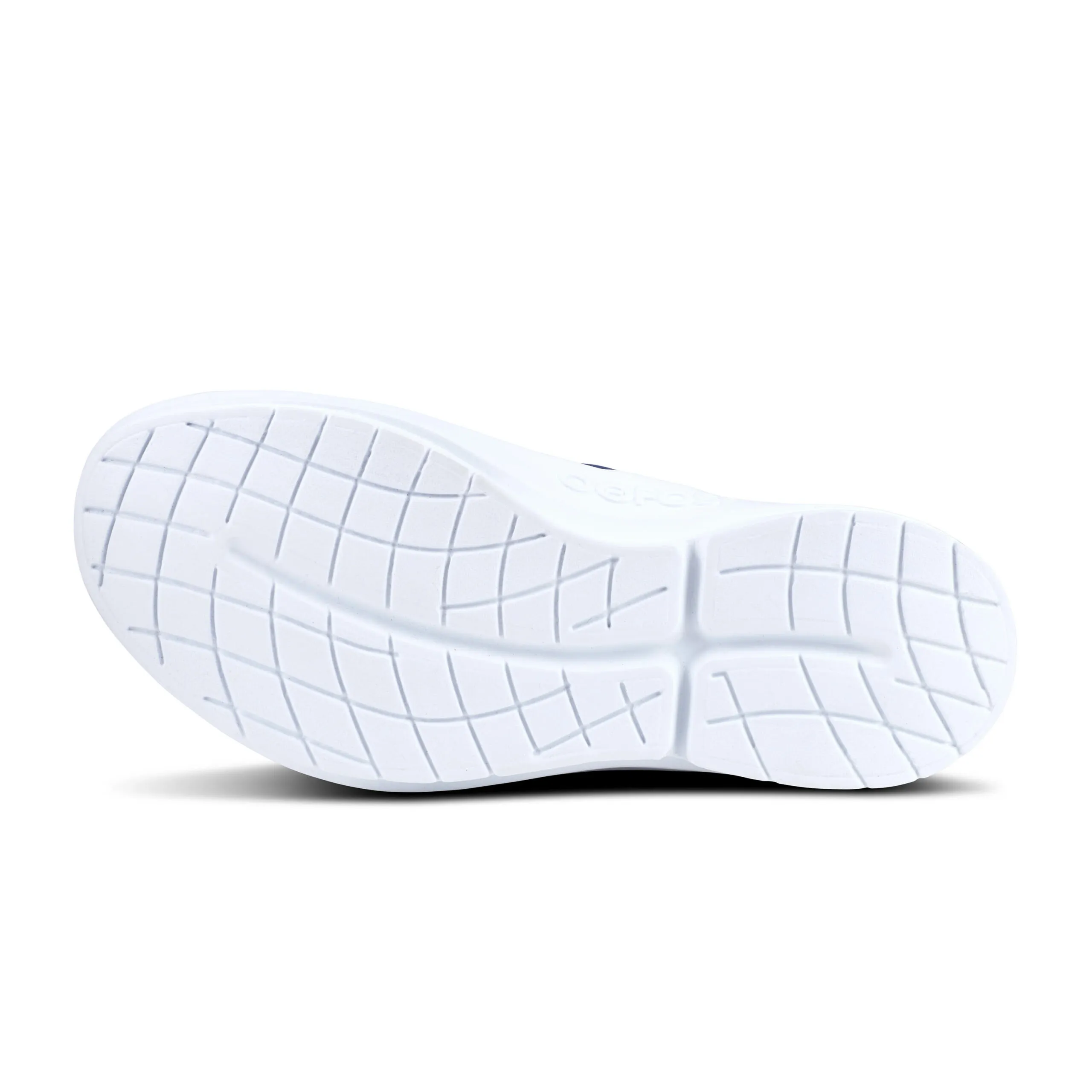 Oofos Womens OOmg Low Mesh Slip On Sneaker- Navy/White