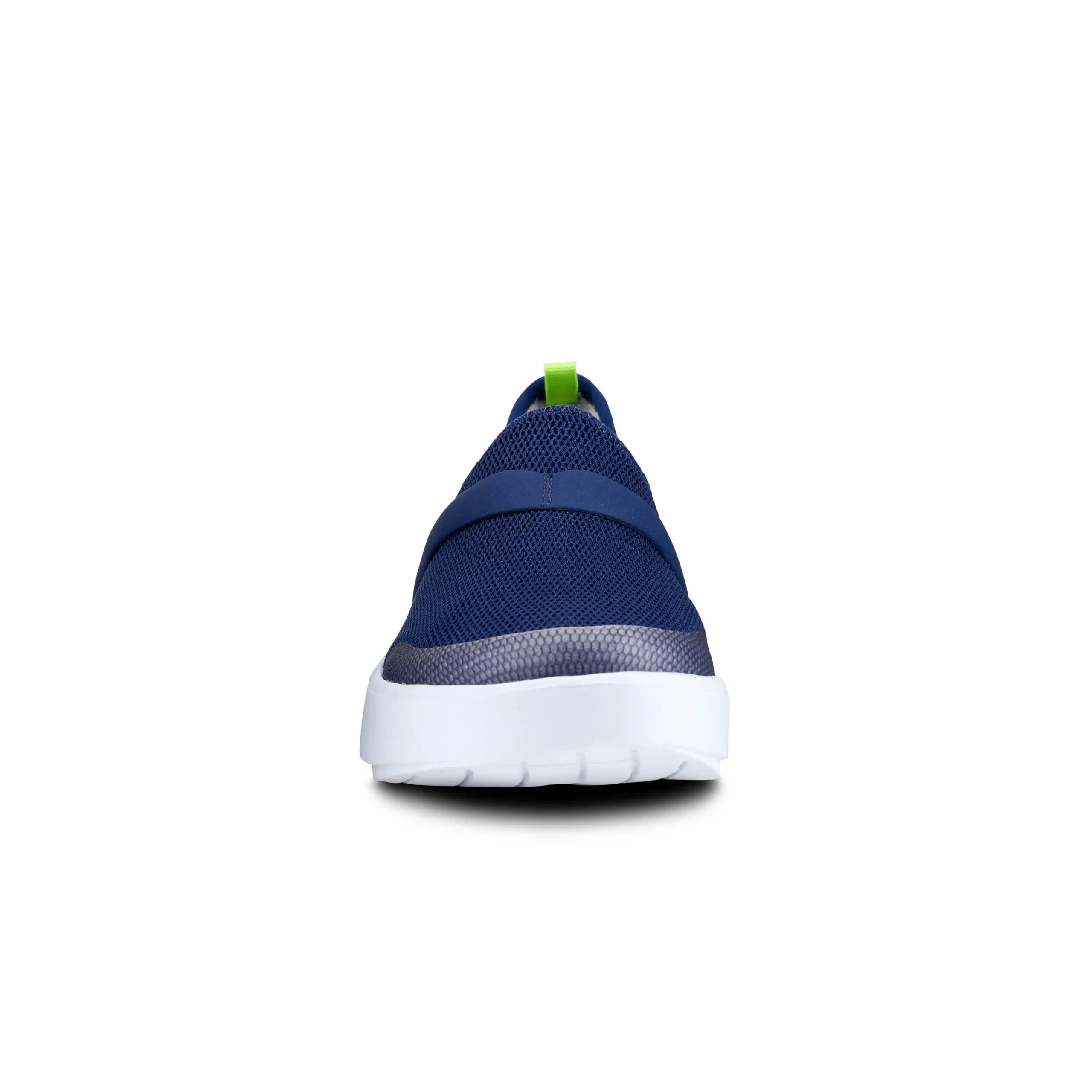 Oofos Womens OOmg Low Mesh Slip On Sneaker- Navy/White