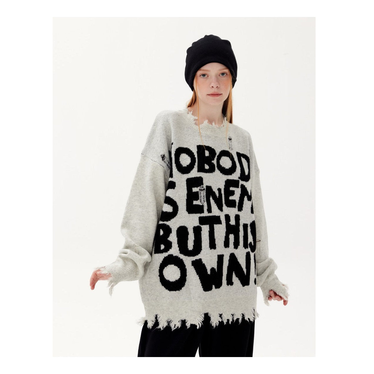 OWN ENEMY FRAYED SWEATER