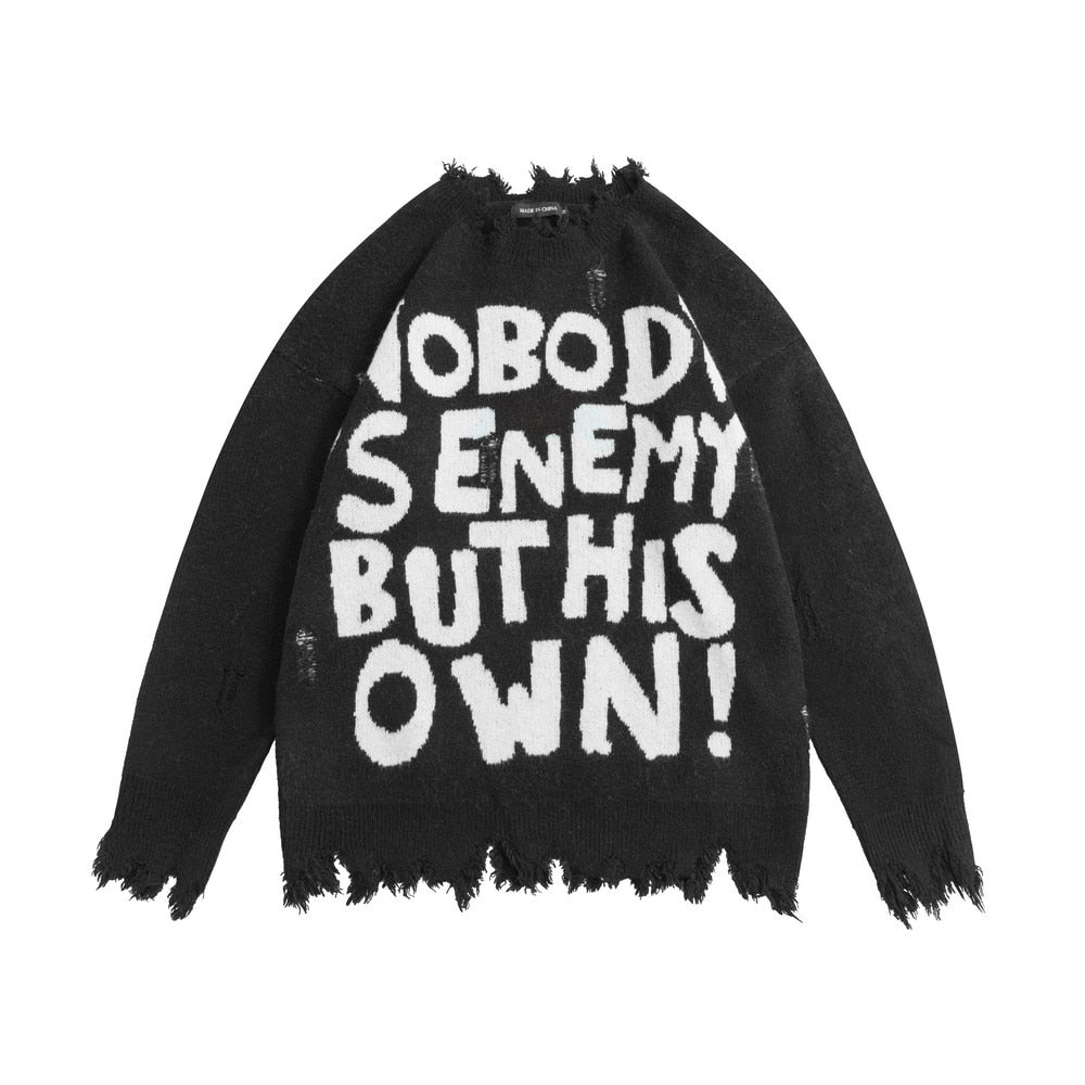 OWN ENEMY FRAYED SWEATER