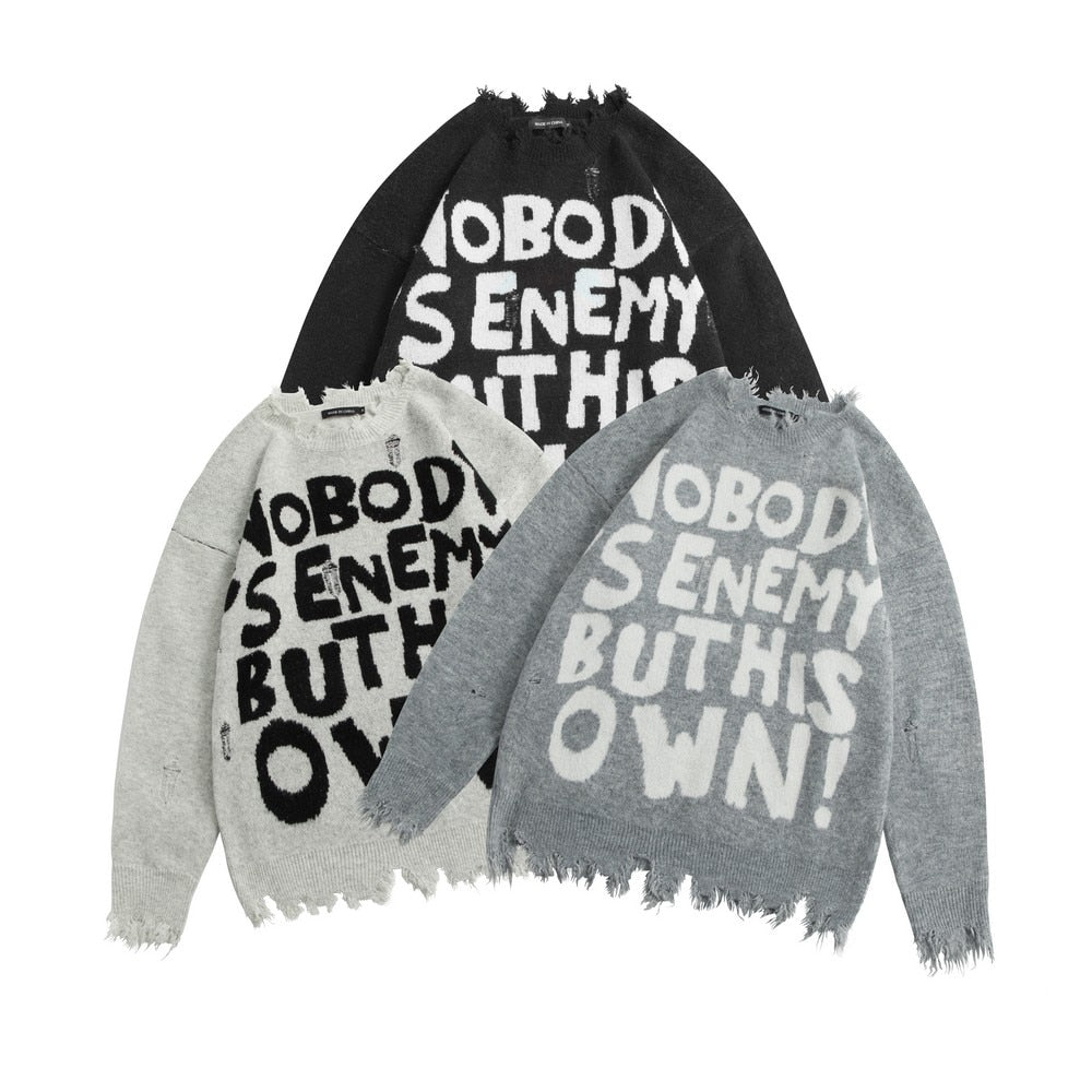 OWN ENEMY FRAYED SWEATER