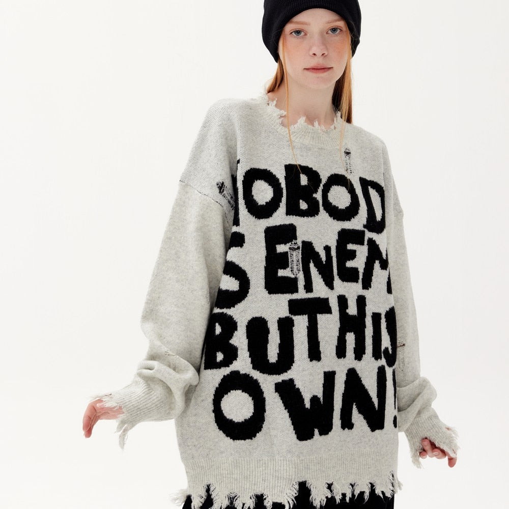 OWN ENEMY FRAYED SWEATER