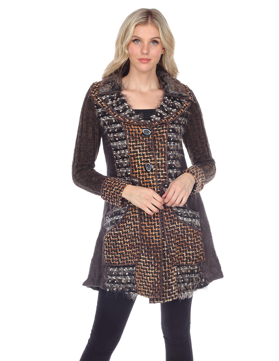 Palila Brown Tweed Sweater Coat